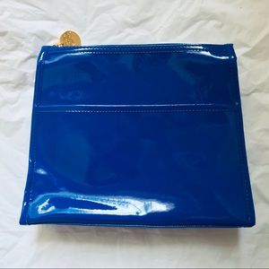 Bright blue and sleek handbag